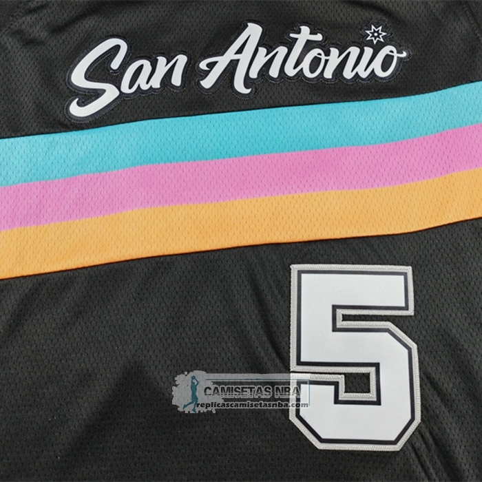 Camiseta San Antonio Spurs Stephon Castle NO 5 Ciudad 2025-26 Negro